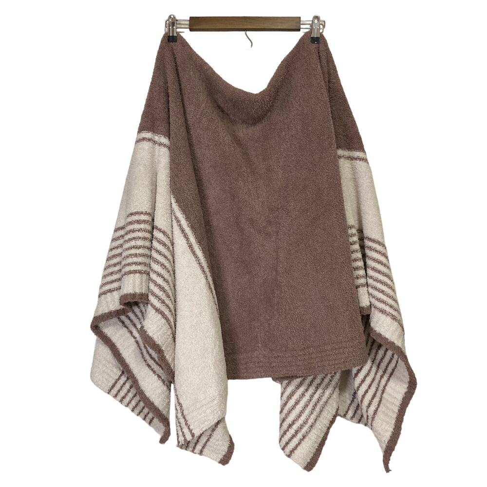 H440455 BAREFOOT DREAMS 45"x60" CozyChic Variegated Stripe Blanket PrplDsk/Almnd